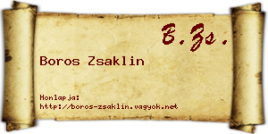Boros Zsaklin névjegykártya